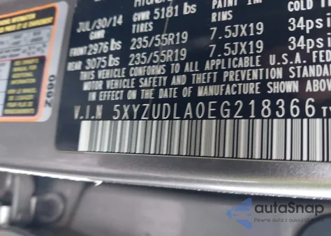 2014 Hyundai Santa Fe Sport 2.0L Turbo z USA, uszkodzony, nr VIN 5XYZUDLA0EG218366